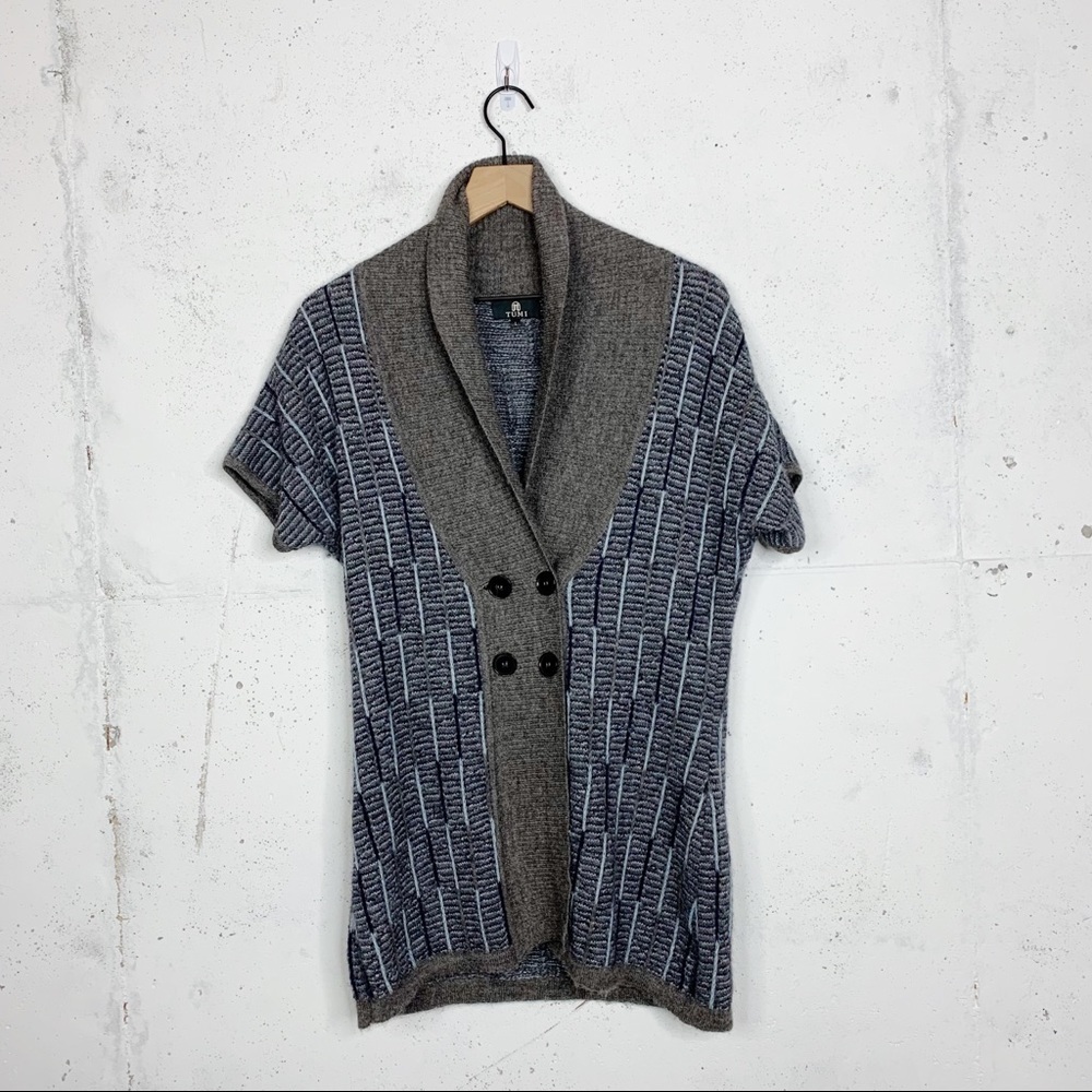 Tumi Baby Alpaca Button Frint Shirt Sleeve Cardigan Sweater Size Large